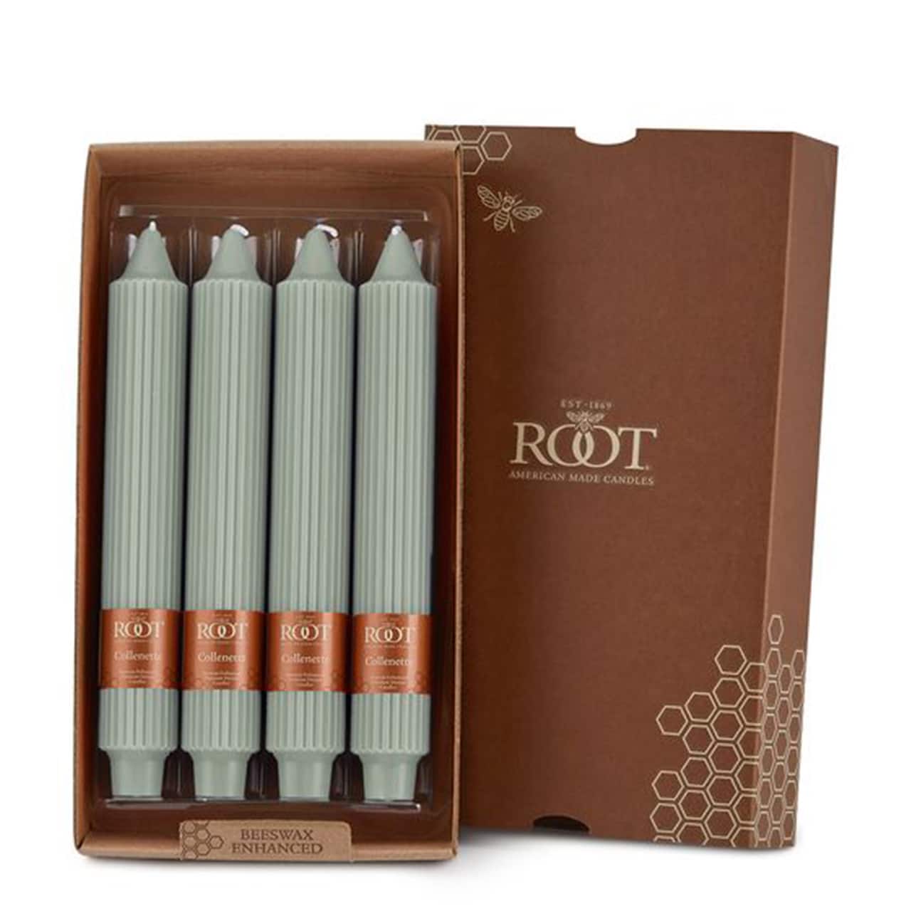 Root Candles 9" Unscented Grecian Collenette Taper Candles, 4ct.